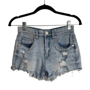 Blank NYC Wedge Short Distressed Light Wash Denim Shorts